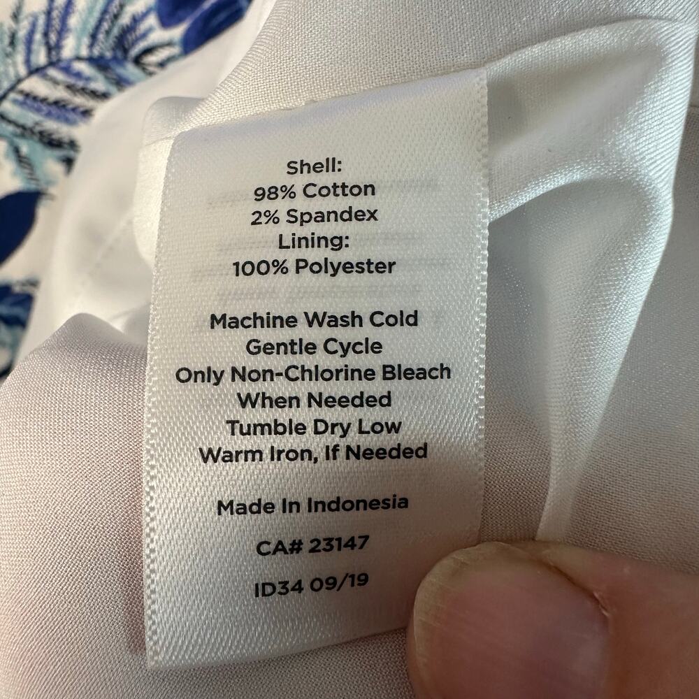 Talbots tropical sleeveless dress ruffle hem blue & white body Khan travel ￼ - Picture 6 of 14